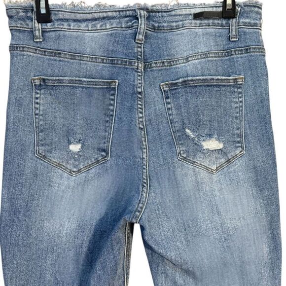 Risen High Rise Frayed Waist Vintage Wash Skinny Jeans Size 1XL - Picture 10 of 16